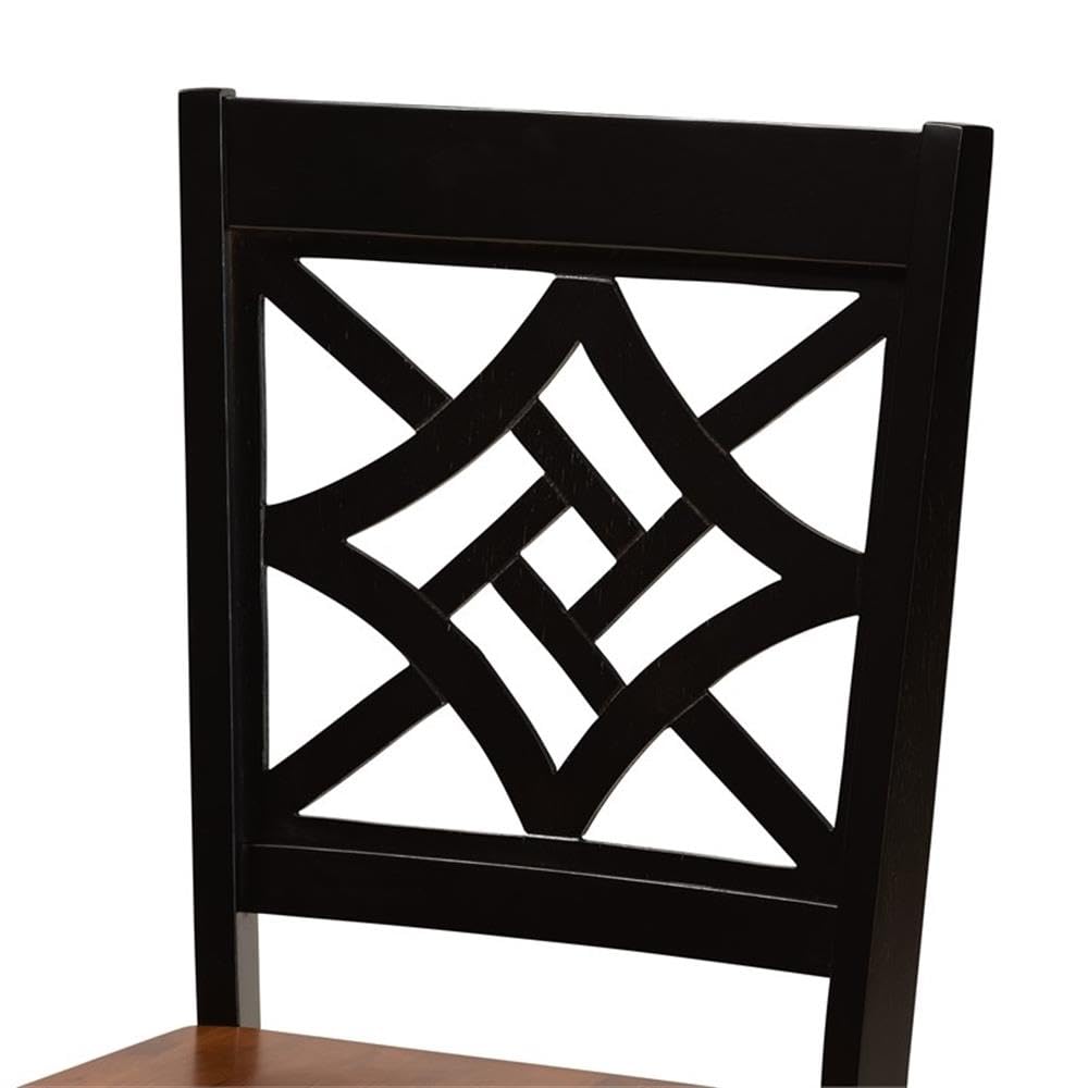 Baxton Studio Nicolette Modern and Contemporary Two-Tone Dark Brown and Walnut Brown Finished Wood 2-Piece Dining Chair Set